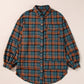 Red Plaid Long Sleeve Distressed Hem Shirt