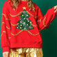 Sequin Christmas Tree Round Neck Sweatshirt