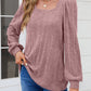 Square Neck Long Sleeve Blouse