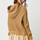 Waffle-Knit Dropped Shoulder Hooded Jacket