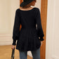 V-Neck Lantern Sleeve Blouse