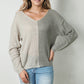 Contrast Color V-Neck Long Sleeve Pullover Sweater