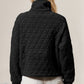 Double Take Half Zip Long Sleeve Quilted Sweatshirt with Pocket