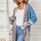 Geometric Open Front Long Sleeve Cardigan