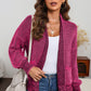 Waffle-knit Pocketed Open Front Cardigan