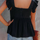 Full Size Ruffled Square Neck Cap Sleeve Blouse