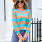 Striped Round Neck Dropped Shoulder Sweater