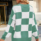 Checkered Round Neck Long Sleeve Sweater