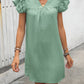 Ruffled Notched Cap Sleeve Mini Dress