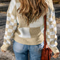 Checkered Round Neck Drop Shoulder Sweater