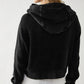 Waffle-Knit Dropped Shoulder Hooded Jacket