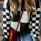 Checkered Round Neck Drop Shoulder Sweater