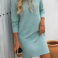 Striped Round Neck Long Sleeve Mini Dress