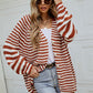 Striped Button Up Long Sleeve Cardigan