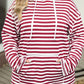 Plus Size Drawstring Striped Dropped Shoulder Hoodie