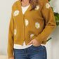 Flower Button Front Dropped Shoulder Cardigan