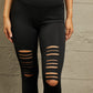 Double Take Wide Waistband Distressed Slim Fit Leggings