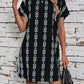 Printed Round Neck Short Sleeve Dress