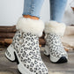 Side Zipper Leopard Platform Boots