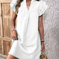 Ruffled Notched Cap Sleeve Mini Dress