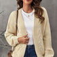 Waffle-Knit Open Front Dropped Shoulder Sweater