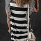 Ruffled Striped Round Neck Cap Sleeve Mini Dress