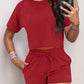 Round Neck Short Sleeve Top & Shorts Set