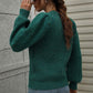 Woven Right Heathered Long Lantern Sleeve Rib-Knit Sweater