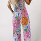 Floral Smocked Square Neck Jumpsuit with Pockets