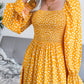 Smocked Square Neck Flounce Sleeve Dress