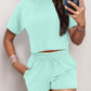 Round Neck Short Sleeve Top & Shorts Set