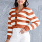 Striped Button Up Cropped Cardigan