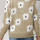 Flower Half Zip Long Sleeve Sweater