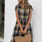 Plaid Round Neck Cap Sleeve Dress