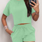 Round Neck Short Sleeve Top & Shorts Set