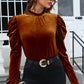 Frill Mock Neck Puff Sleeve Blouse