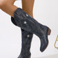 Star Point Toe Block Heel Boots