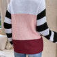 Color Block Tied Dropped Shoulder Sweater