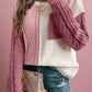 Color Block Round Neck Long Sleeve Sweater