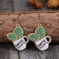 Wooden Alloy Dangle Earrings