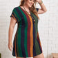 Plus Size Striped Short Sleeve Mini Dress