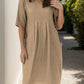 Full Size Round Neck Half Sleeve Dress with Pockets