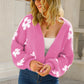 Floral Open Front Fuzzy Cardigan