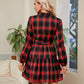 Plaid Print Tie Waist Collared Neck Shirt Dress