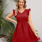 Swiss Dot Ruffled V-Neck Dress