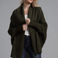 Dolman Sleeve Open Front Ribbed Trim Longline Cardigan