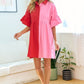 First Love Full Size Color Blocked Button Down Babydoll Dress