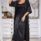 Striped Flounce Sleeve Open Front Robe and Cami Dress Set