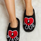 Melody Love Heart Print Plush Slippers