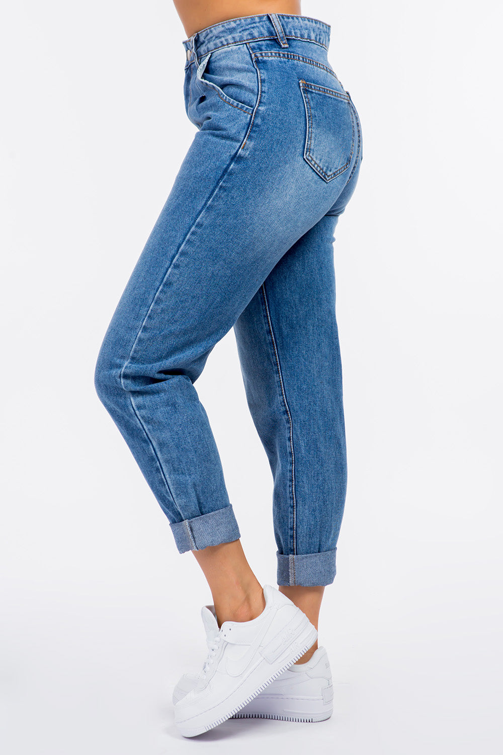 American Bazi High Waist Pleated Mom Jeans